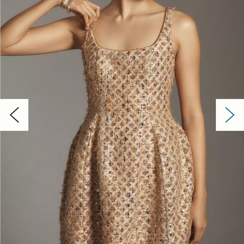 Gold Anthro/Maeve Tweed Shimmer Dress